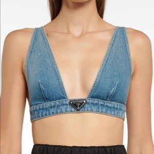 Prada logo denim Bralette